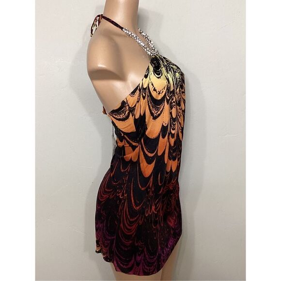 New. SKY multicolored silk mini dress with crystal rope at neck. Retails $249 - Picture 4 of 7